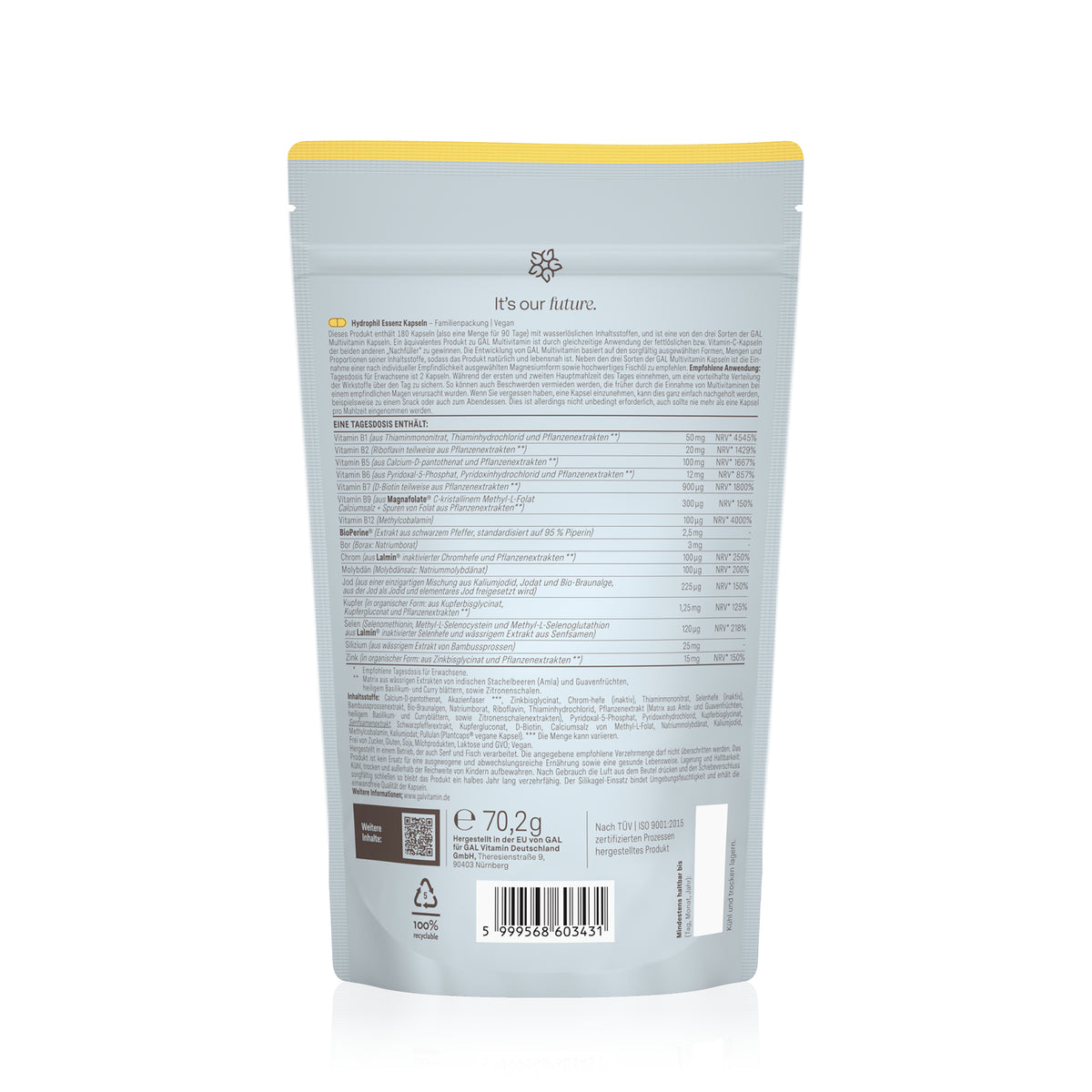 GAL Multivitamin Nachfüllung, Hydrophil, 90 Portionen (180 Kapseln)