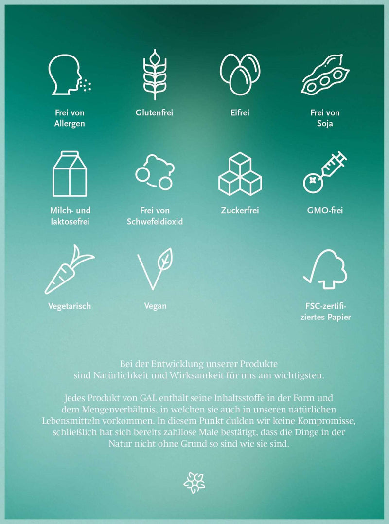 Symbole für allergenfreies, glutenfreies, eifreies, sojafreies, milchfreies, zuckerfreies, veganes, vegetarisches Produkt auf grünem Hintergrund.