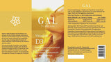 Etikett der GAL Vitamin D3 Tropfen-Flasche, 30ml, mit Produktinformationen und Dosierungsempfehlungen.