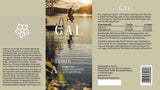 Etikett der GAL Vitamin A Tropfen 30ml Flasche mit Produktinformationen und Grafik eines Schwimmers im See bei Sonnenuntergang.