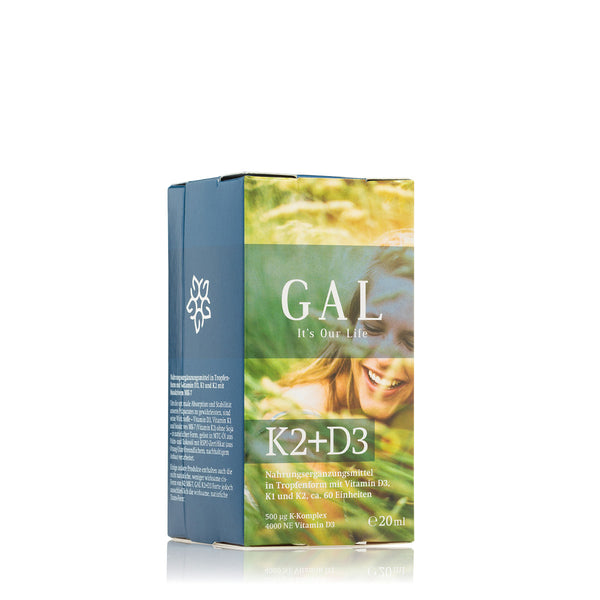 GAL K2 D3 Vitamin, 500 mcg K-Komplex + 4000 IE D3 x 60 Anwendungen - Galvitamin.de | Shop